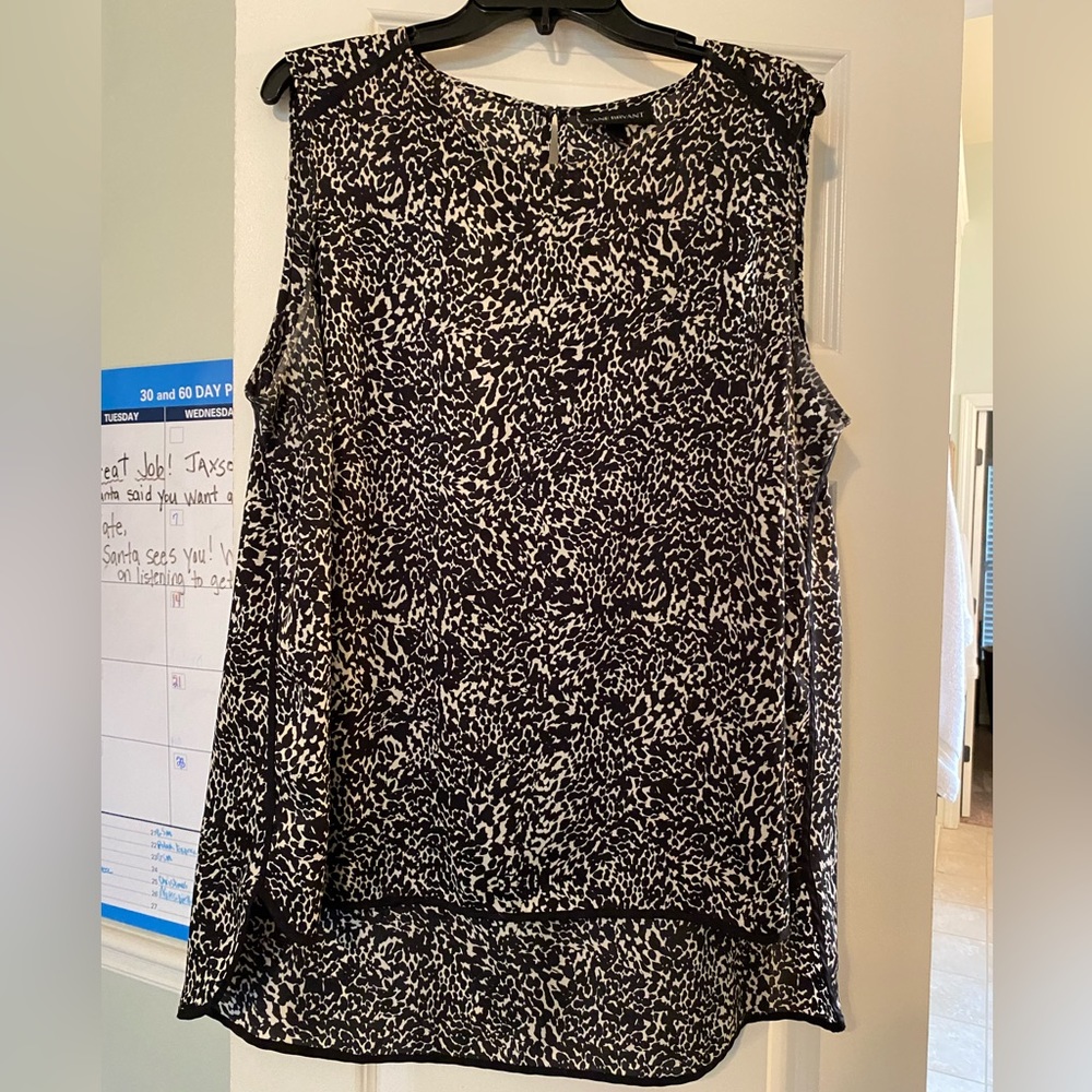 Lane Bryant asymmetrical top black white